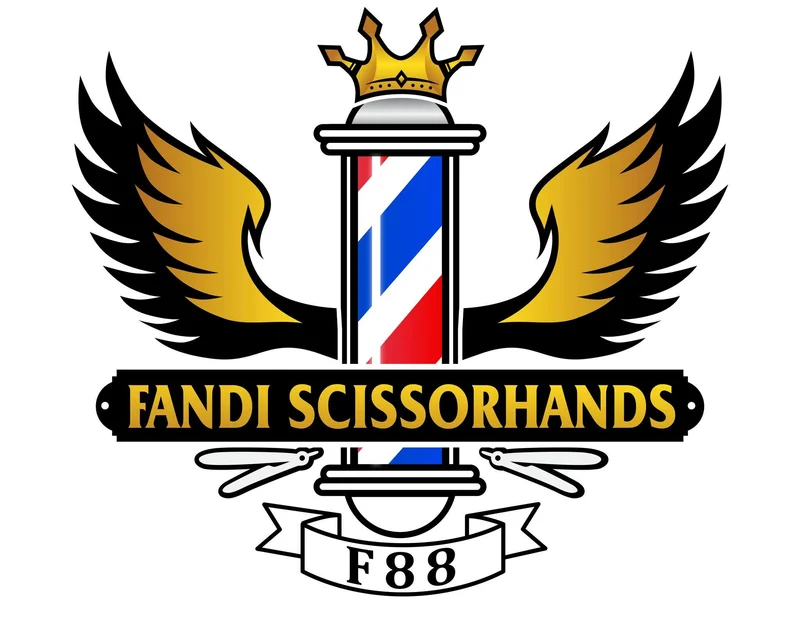 Fandi Scissorhands F88 barber logo designed by Efficient Marketing