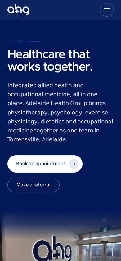 Adelaide Health Group website on a phone