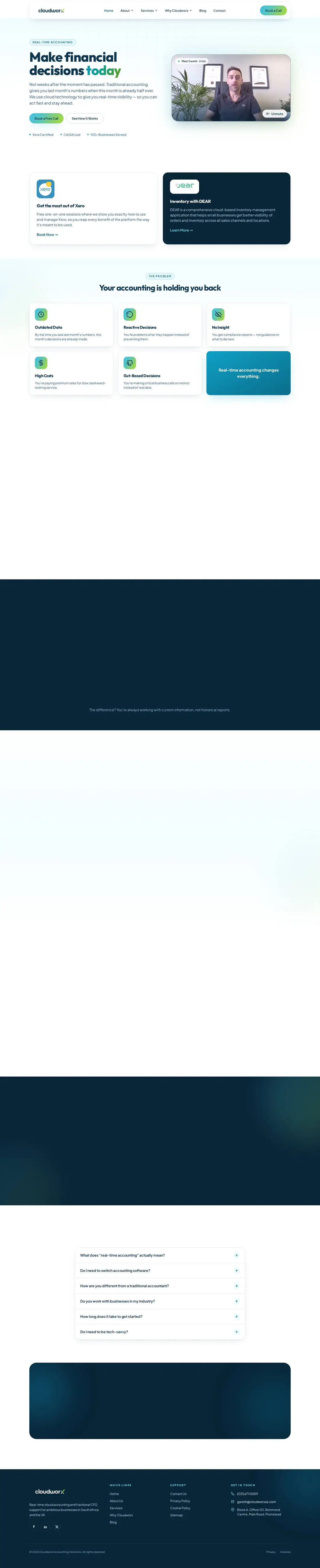 The full Cloudworx Accounting Solutions homepage from top to bottom