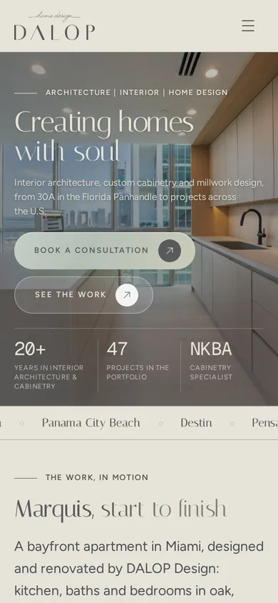 DALOP Home Design website on a phone