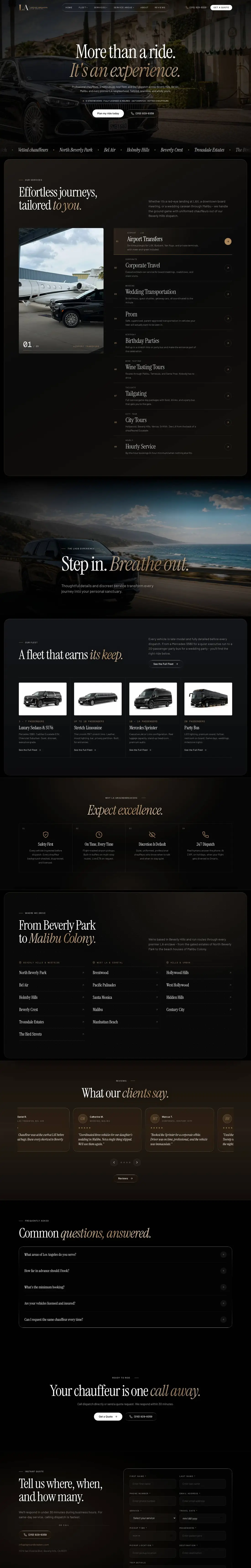 The full L.A. Groundbreakers homepage from top to bottom