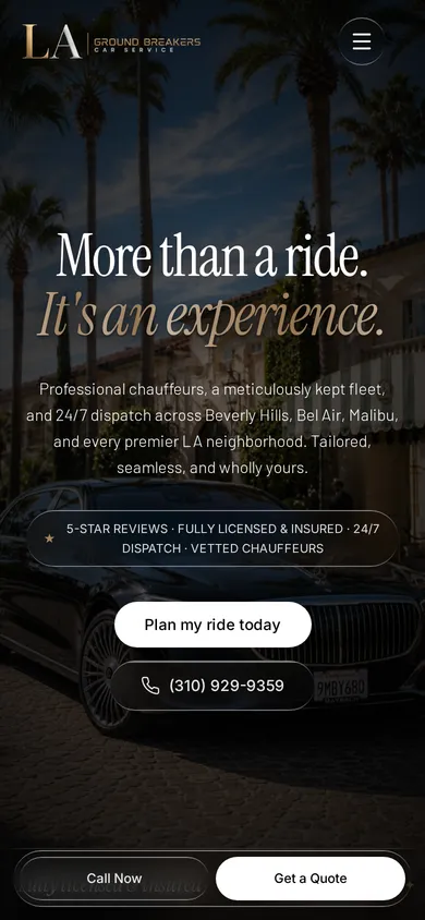 L.A. Groundbreakers website on a phone